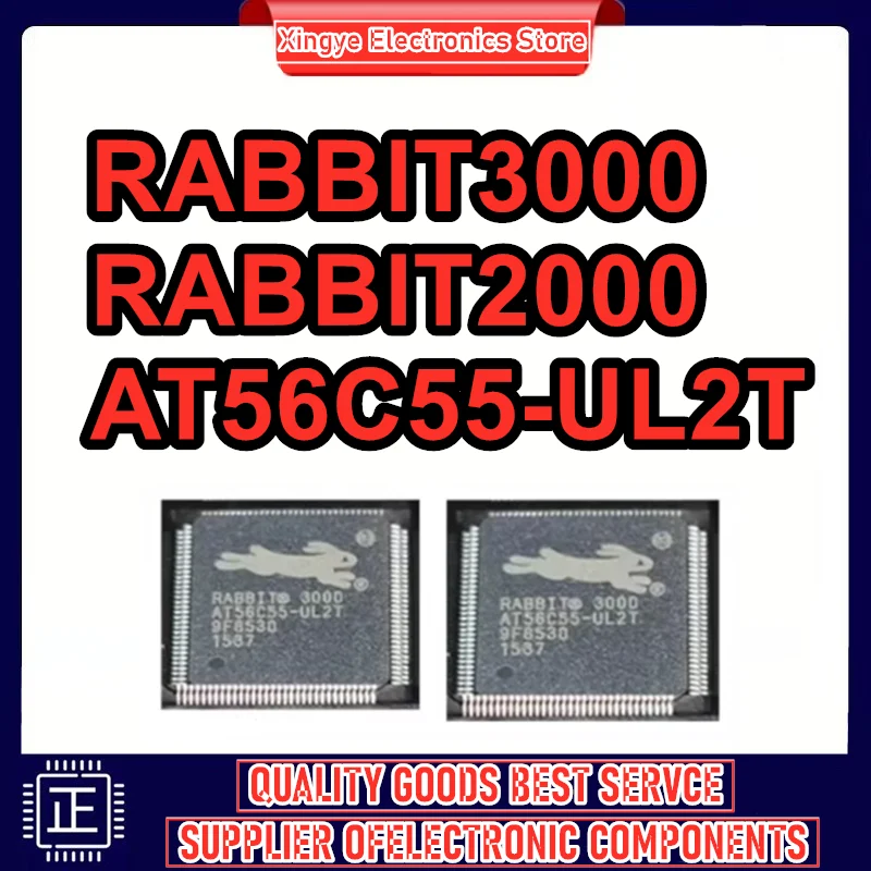 2PCS RABBIT3000 AT56C55-UL2T RABBIT2000 QFP100 The microprocessor IC Chip in stock