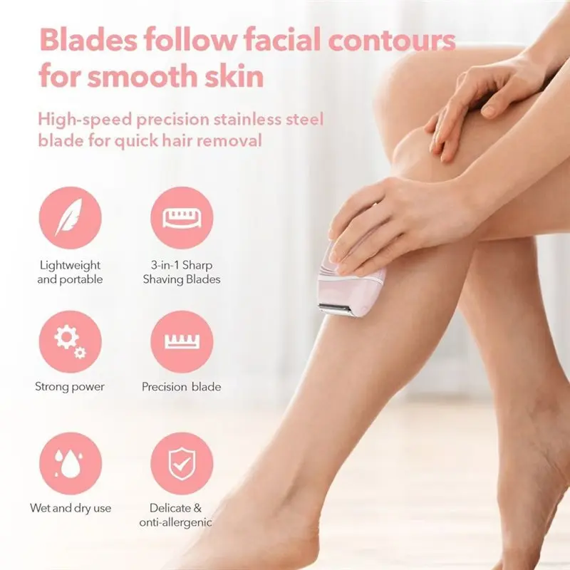 BABZ-Multi-Function Electric Shaver Blades For Women, Pain-Free For Silk Skin USB Rechargeable Charging B