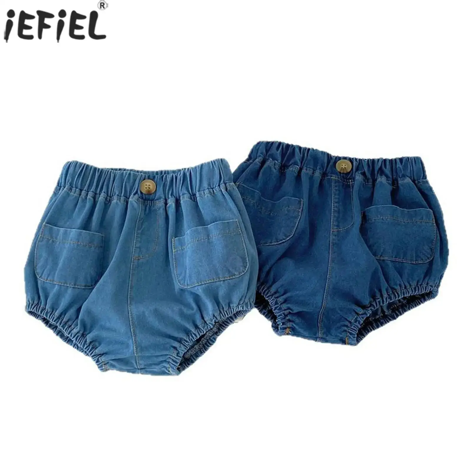 

Newborn Baby Denim Bloomer Shorts Elastic Waistband Shorts Pants with 2 Pockets Boys Girls Summer Children Clothing Casual Wear