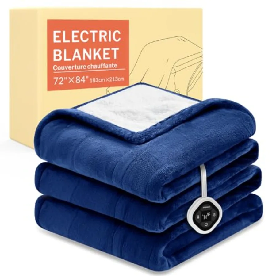 

LuxeHeat Heated Blanket Electric Blanket Full Size Soft Flannel Sherpa Heating Blanket with 10 Heat Settings 1-10 hrs Timer Aut