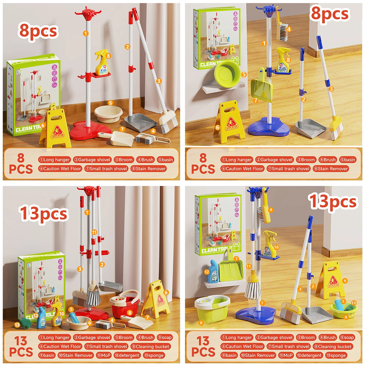 Kinderen Schoonmaken Speelgoed Set voor Peuters Mini Bezem Stoffer Mop Fantasiespel Huishoudelijke Benodigdheden Kits Montessori Speelgoed Meisje Jongen Geschenken