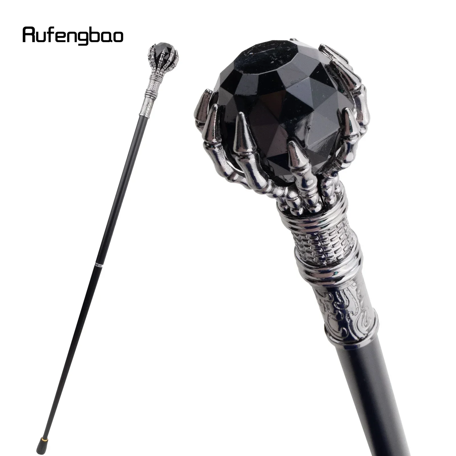 Black Glass Ball Steampunk Cane Fashion Decorative Stick Gentleman Luxury Crosier Knob Walking Stick 93cm Performance Stage Cane
