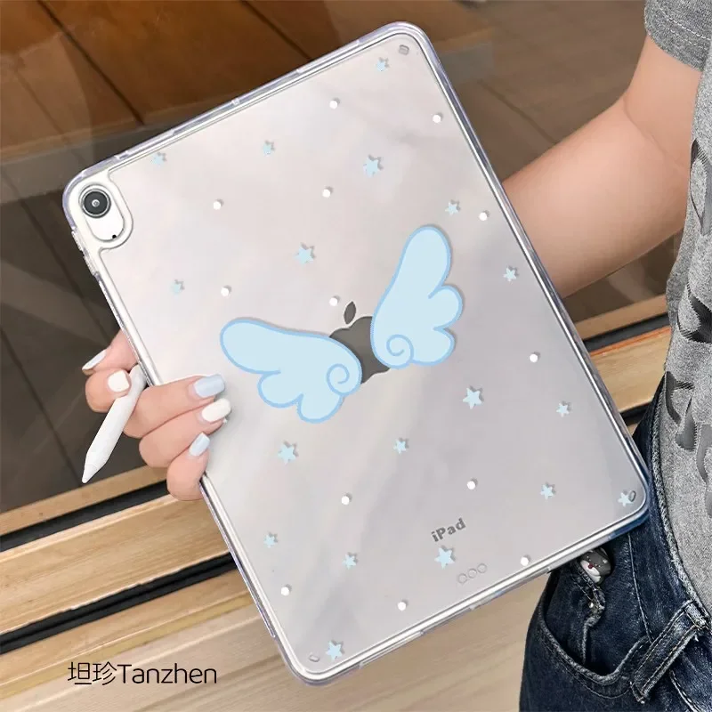 Polka Dots Angel Wings Girl Y2K Cover For iPad Pro 13 11th M5 M4 12.9 A16 10 8 7 9th 10th For Ipad Air 11 M2 M3 Mini Tablet Case