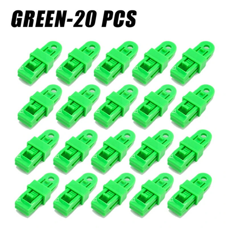 20PCS Push-Pull Tent Clips Tent Attachment Clips Outdoor Camping Tent Hooks Windproof Strap Barb Clips