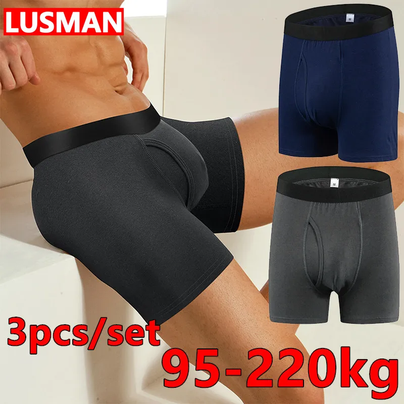 3pcs Men\'s Cotton Underwear Boxers Big Size for 95-220kg Boxers Trunks Large Size 6XL Comfortable Shorts Boxershorts Men