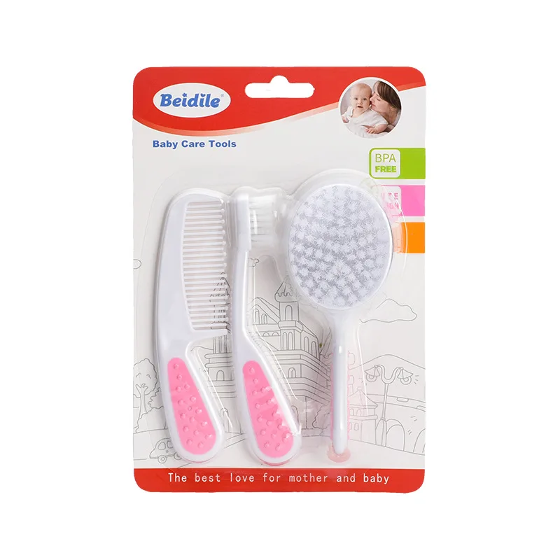 مشط أطفال جديد مكون من 3 قطع، مجموعة العناية بفرشاة أسنان الطفل وفرشاة الشعر، أداة تنظيف فرشاة غسيل الأطفال #5