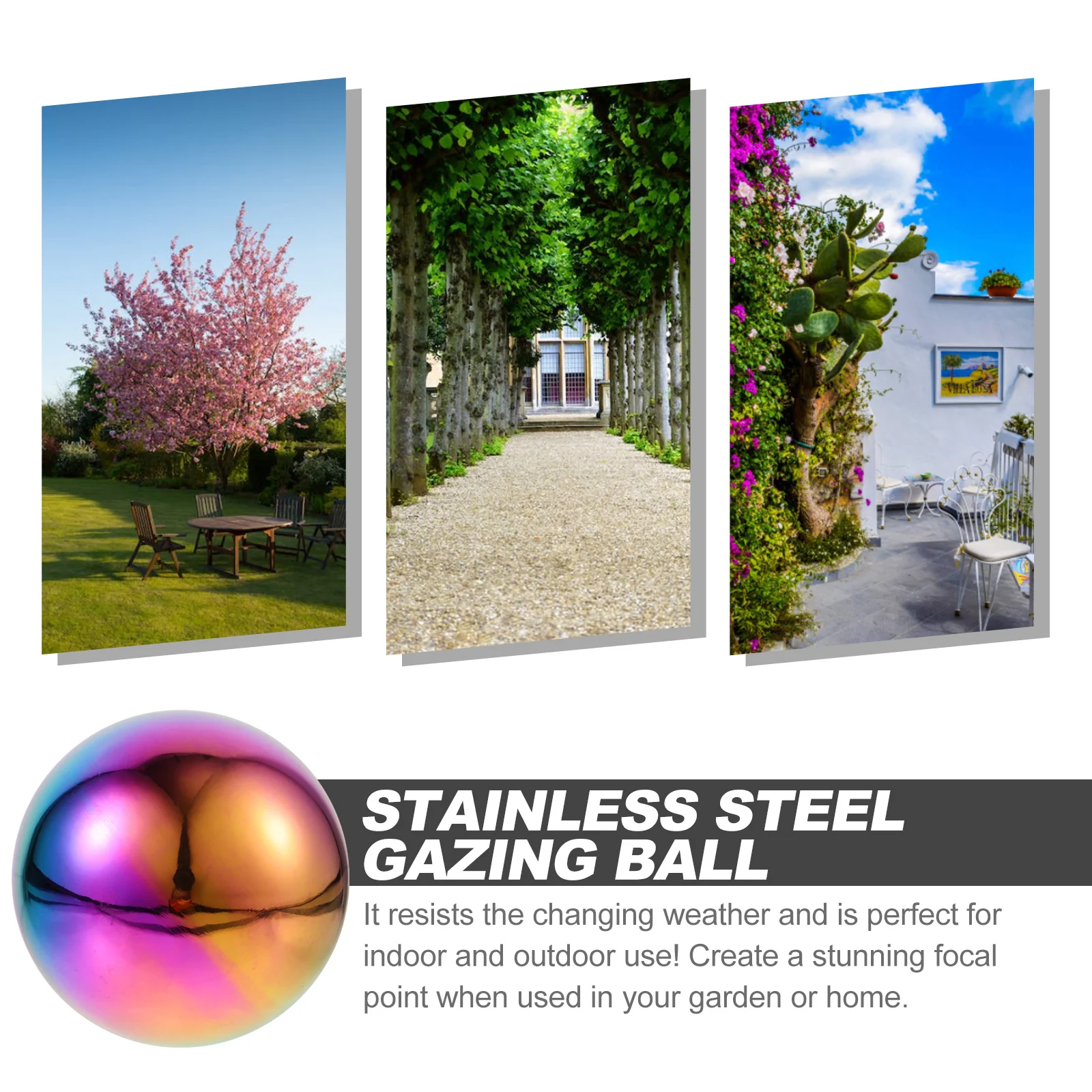 

5Pcs Stainless Steel Gazing Ball Polished Reflective Sphere Outdoor Garden Decor Decorative Mirror Globe for Patio Lawn Yard