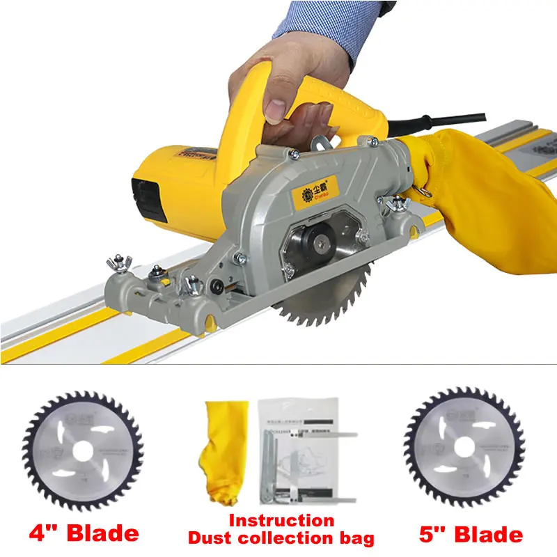 125A Dust Free Woodworking Portable Saw Electric Multifunctional Floor Cutting Table Saw Engraving Machine with 4\'\'/5\'\' Blades