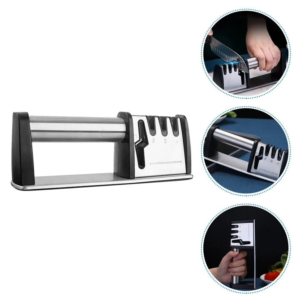 

Kitchen Cutter Sharpener Ergonomic Handle Countertop Sharpening Tool For Knives Scissors Anti-Skid Design Household