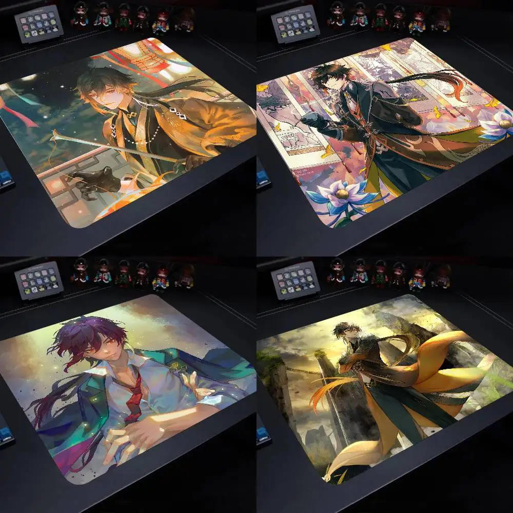Zhongli Genshin Impact Mouse Pad 22X18 Square Computer Accessories Office Game Table Mats Rubber Anti-slip Mousepads