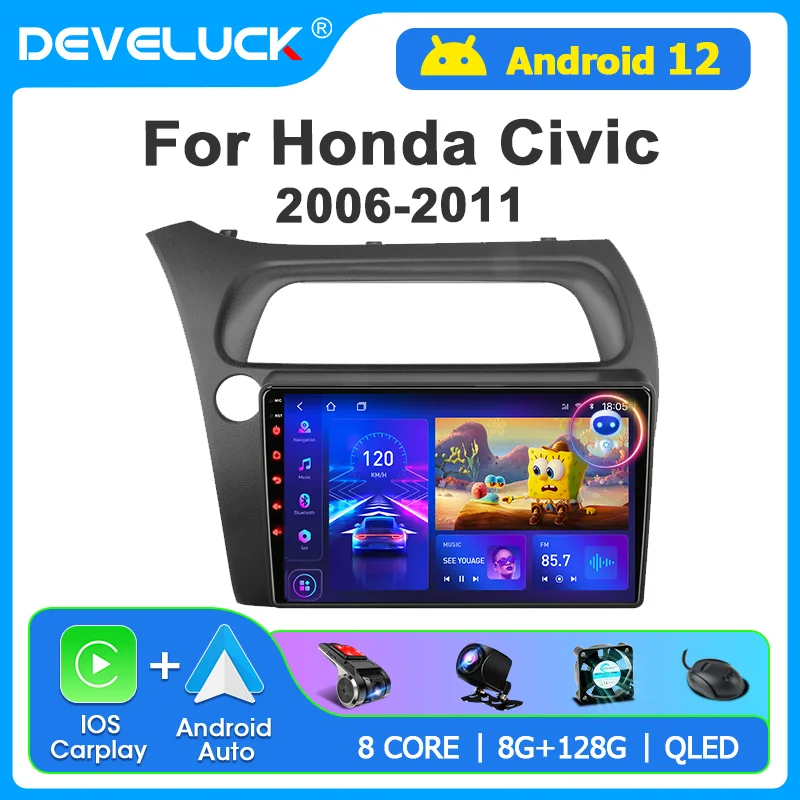 

2 Din Android 12 For Honda Civic Hatchback 2006-2011 Car Radio Multimedia Video Navigation Stereo DVD Head Unit Speaker Carplay