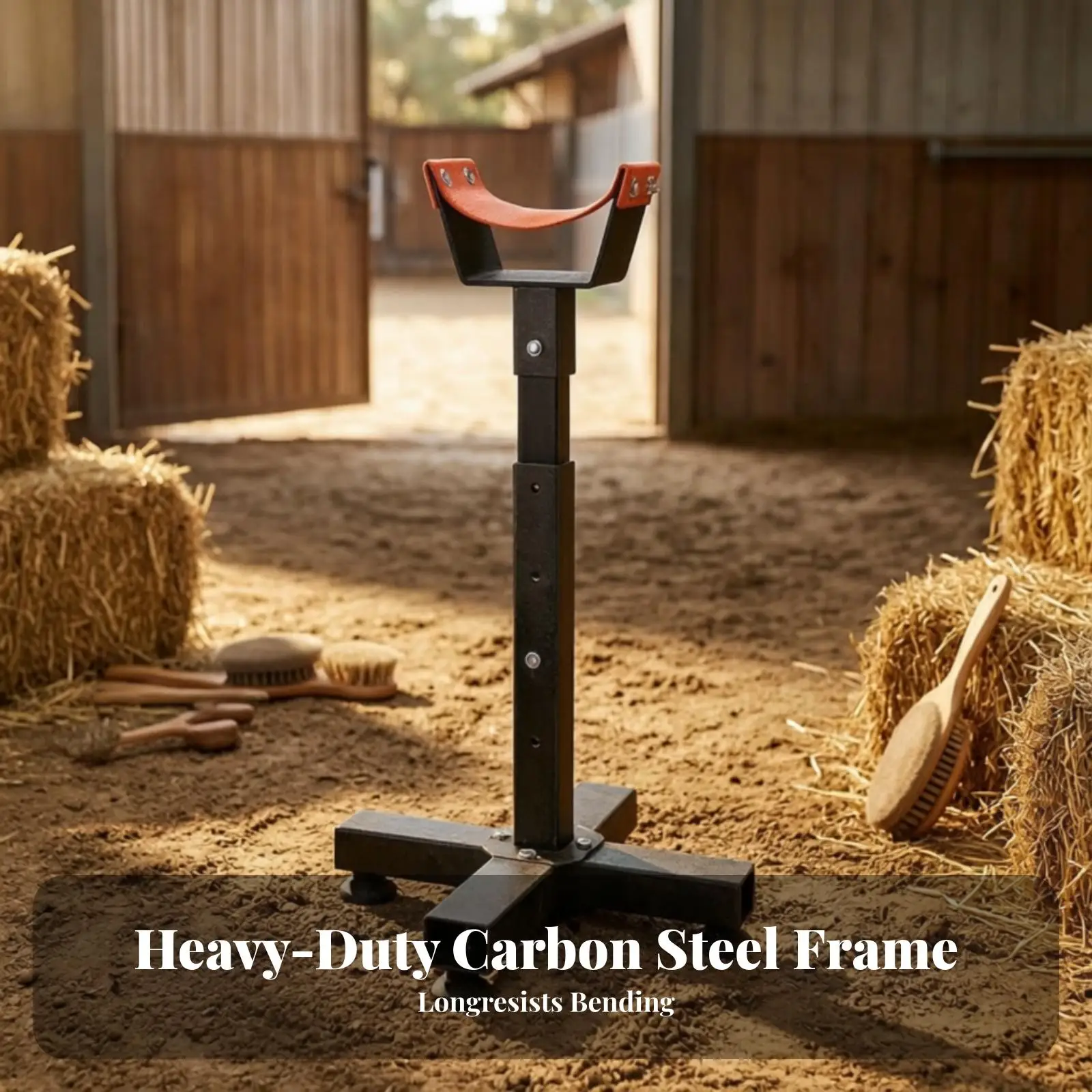 Wide Horse Hoof Stand with Cradle | Stable Four-Legged Base, Sturdy Metal Construction, for Barn