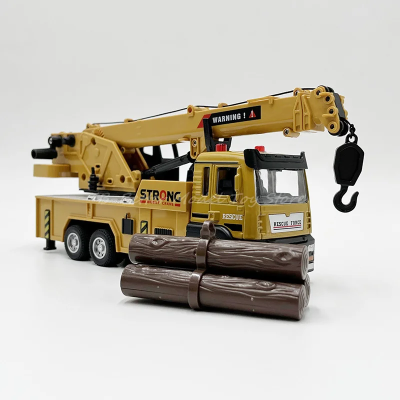 

1:50 Diecast Construction Model Toy Wood Grabbing Crane Truck Lifter Pull Back With Sound & Light Children Gifts