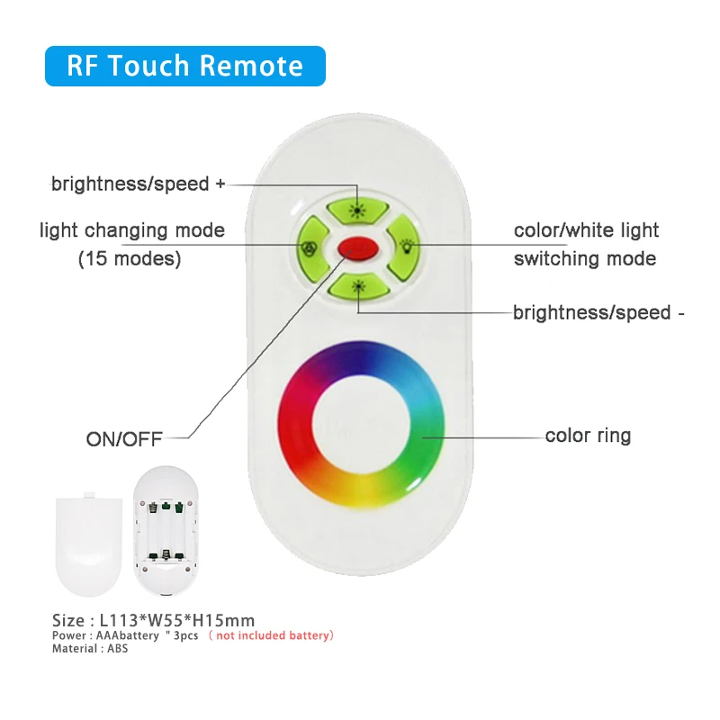 LED RGB Strip Controller 18A DC12V 24V RF Wireless Touch Remote Control Dimmer for LED 5050 2838 Colorful Light Bar String Lamps