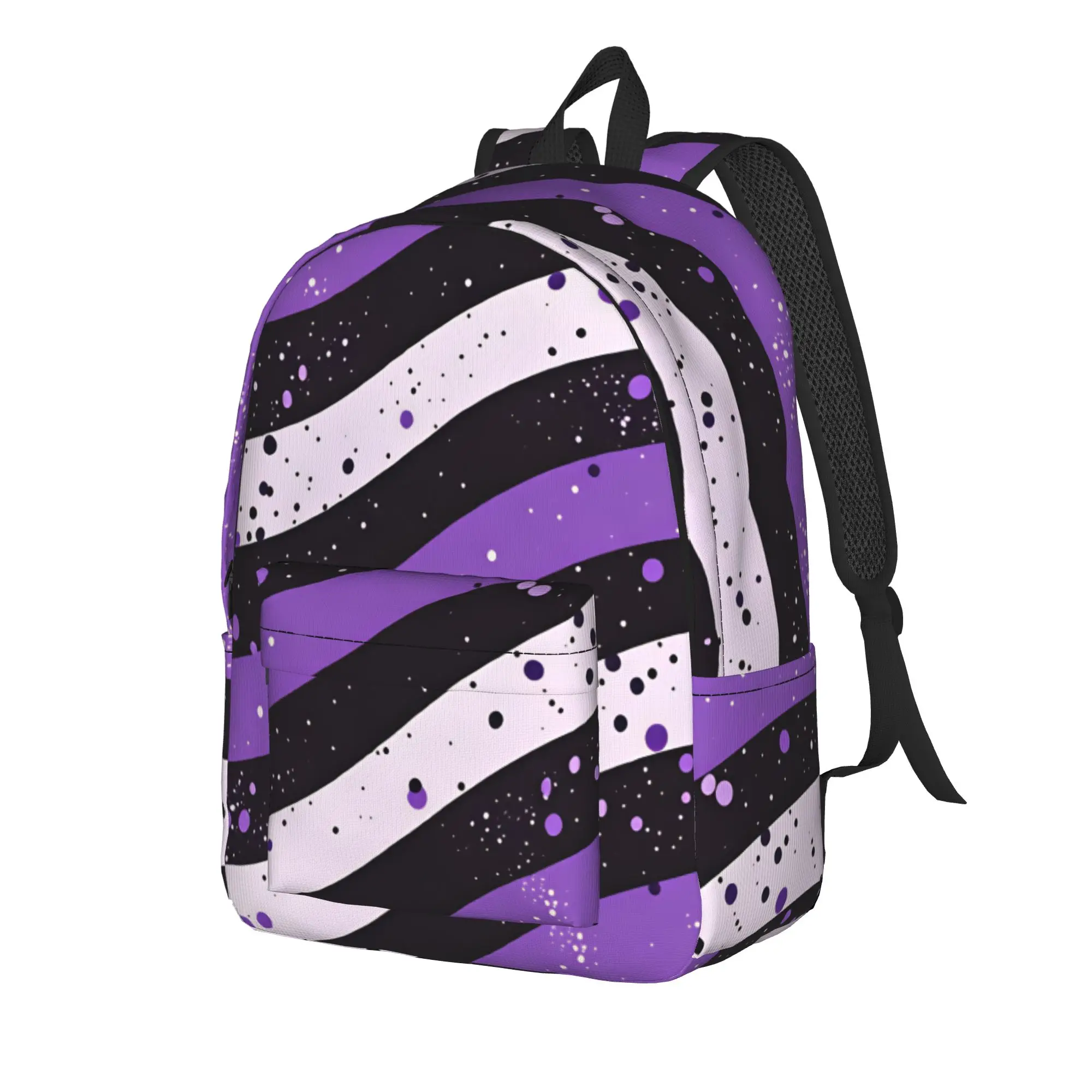 Purple Wavy Galaxy Doodle Cosmic Space Backpack Girl  Durable Backpacks Polyester Aesthetic School Bags Camping Custom Rucksack
