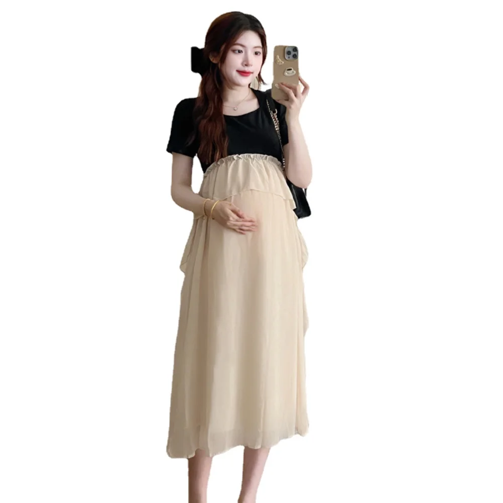 Casual Dress Pregnancy photoshoot dress Short Sleeve vestidos Summer Maternity Dresses fashion clothes for Pregnant Woman 2024