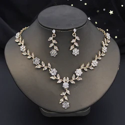 16 Colors Flower Jewelry Set Exquisite Rhinestone Pendant Party Women Fashion Romantic Choker Necklace Earring Accessory Set