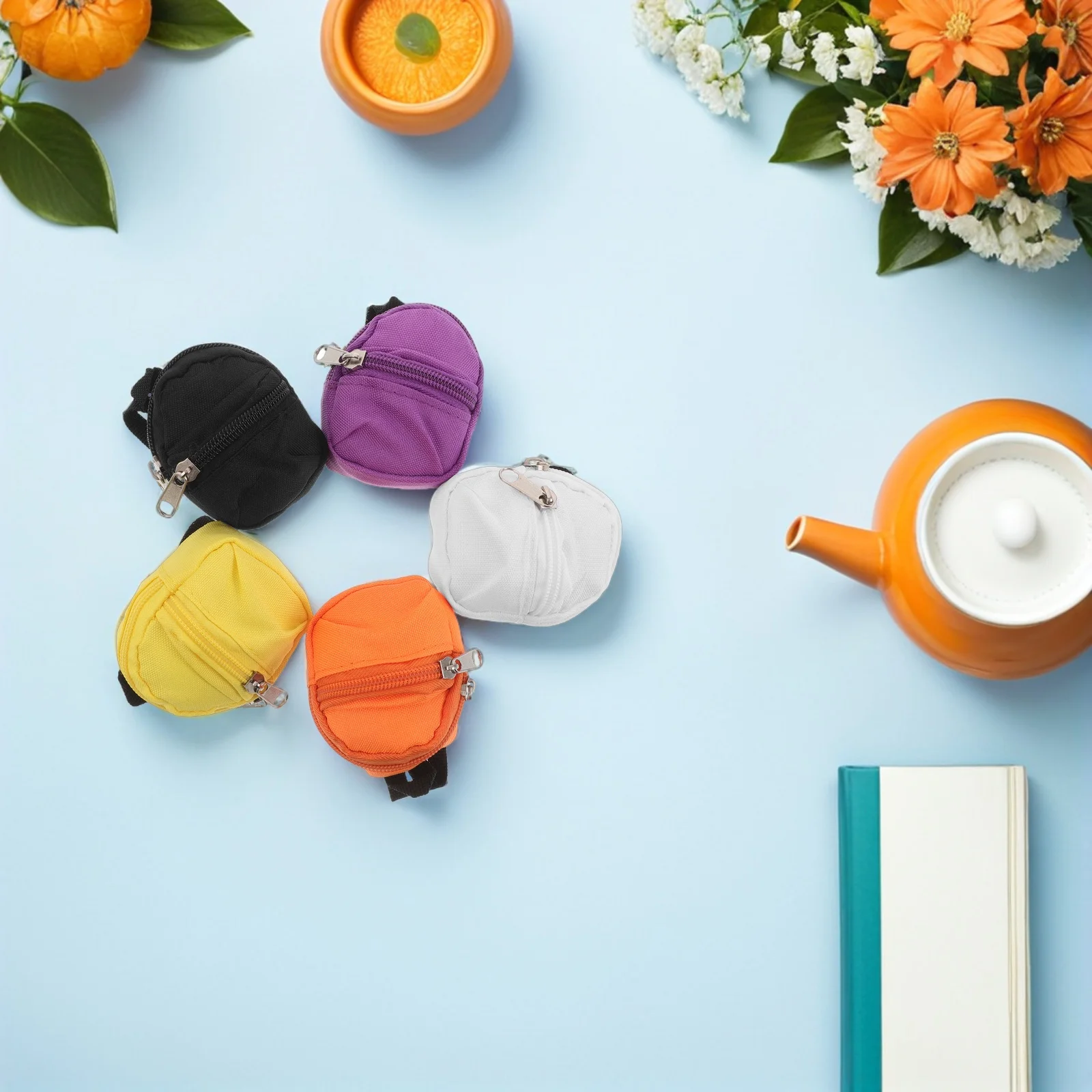 

5pcs Mini Backpack Keychain: Tiny Zipper Wallet For Women Compact Coin Purse Card Holder Backpack Accessory Party Favor