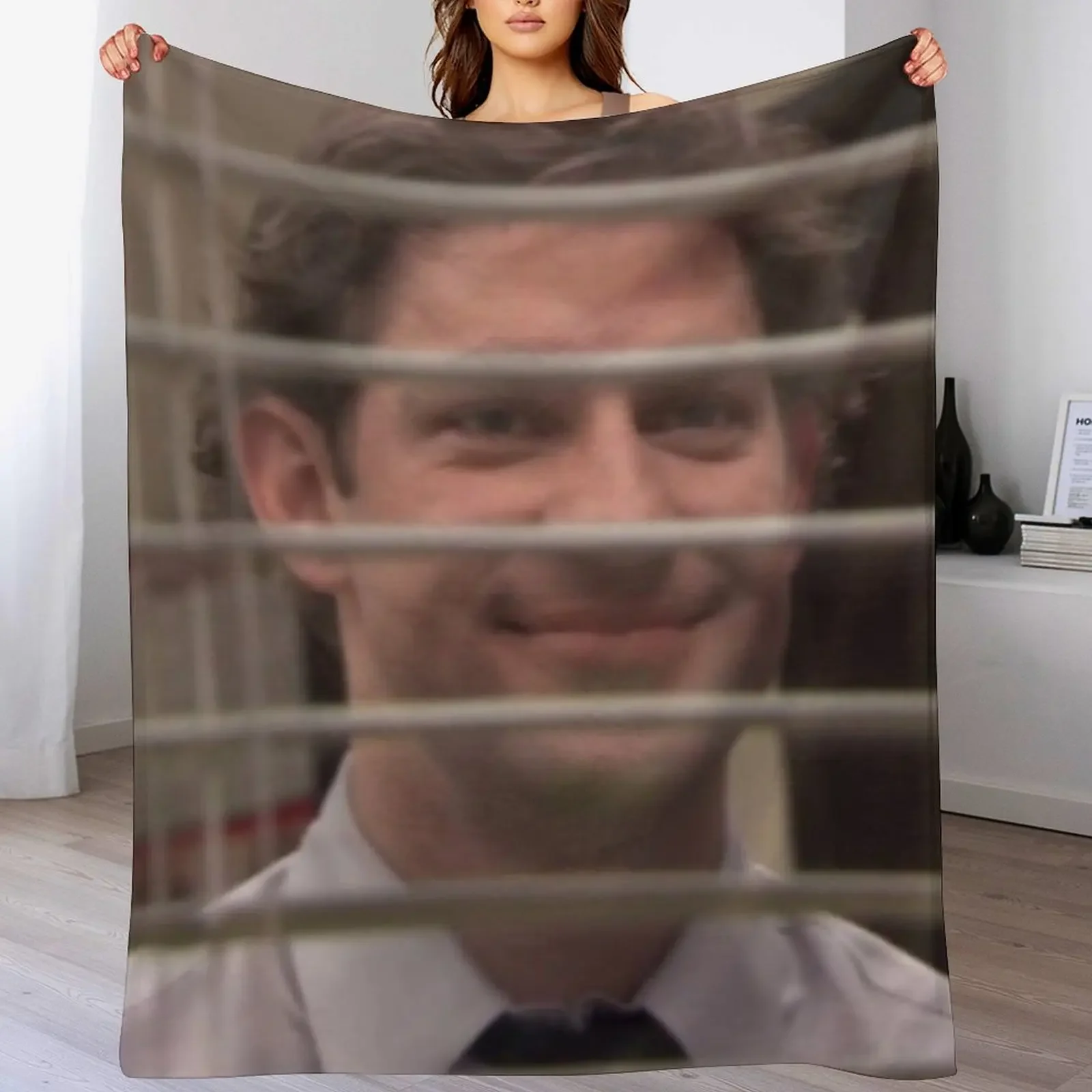 Jim Halpert Looking Through the window - The Office Throw Blanket Sofas Cute Blankets