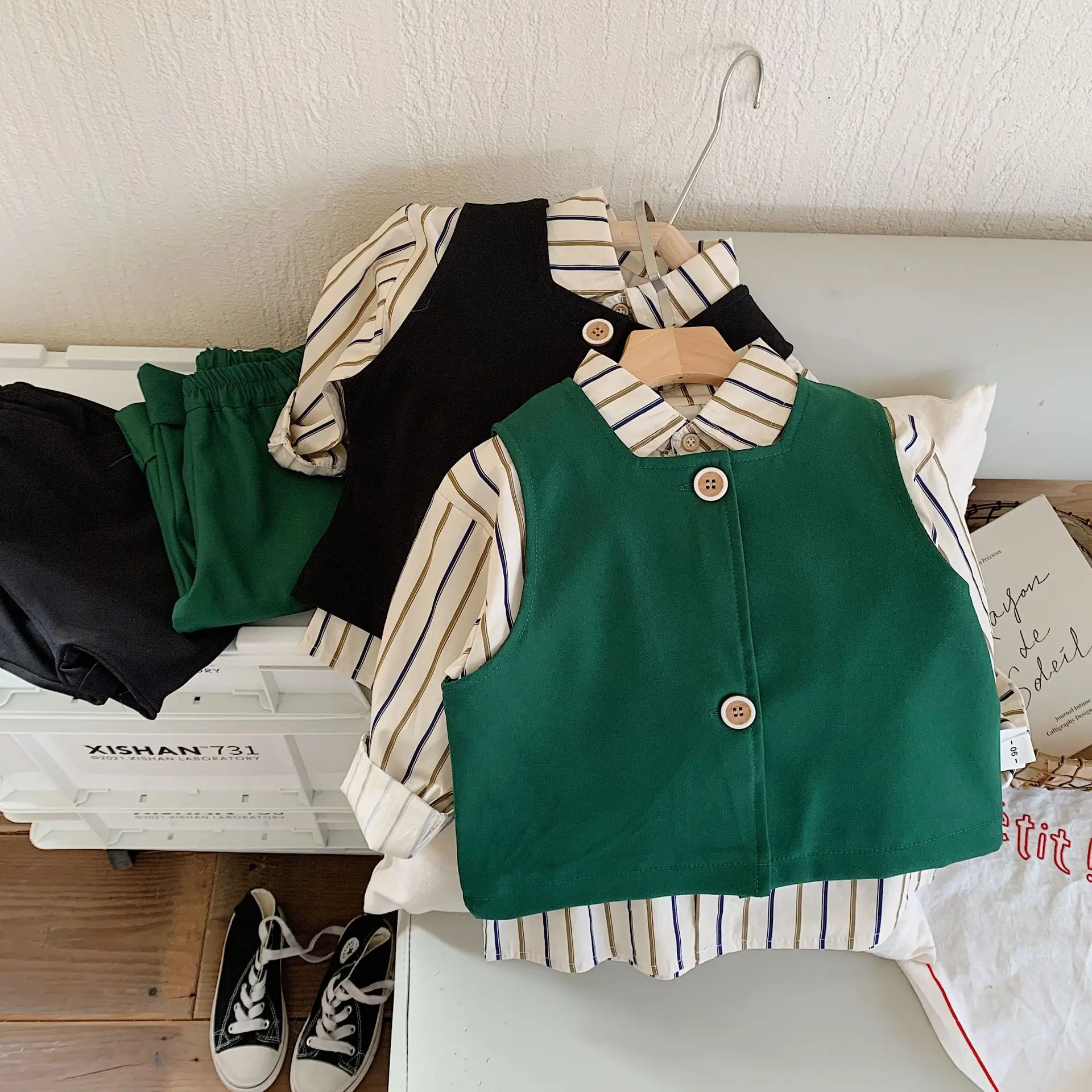 2023 Spring Boys Casual Stripe Long Sleeve Blouse Baby Kids Children Shirt