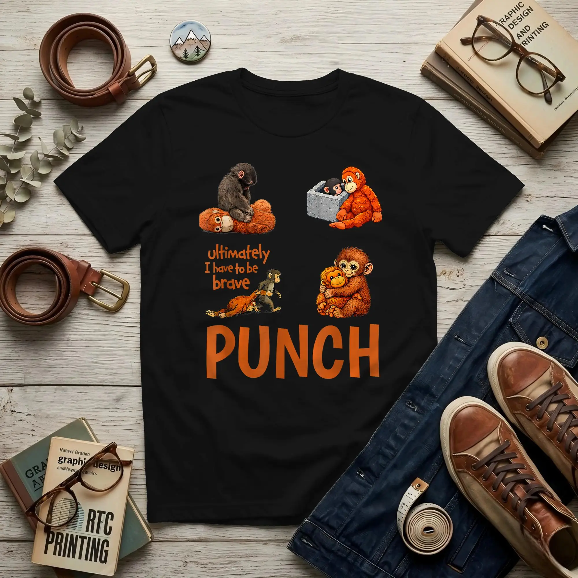 Monkey Punch T Shirt  Men's T Shirt Punch Monkey  Novelty Tees Short Sleeve Crewneck Cotton Graphic Printed Tops T-Shirt