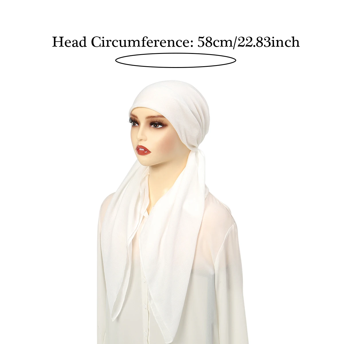 Ramadan Solid Color Soft Elastic Women\'s Hijab Muslim Ladies Turban Bonnet Long Tail Head Wrap Head Scarf Indian Hats