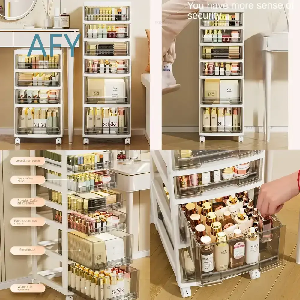 Japanese Cabinet for Powder Plastic Room Drawer-type Movable Bathroom Cabinets Light Luxury Household Simple Storage for