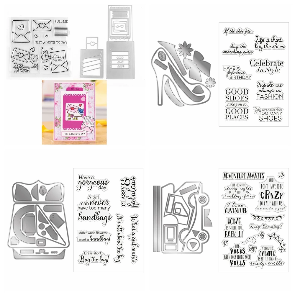 Kreative Reveal Fenster Klare Stempel und Stanzformen Schuhe mit hohen Absätzen Metall-Stanzformen für DIY Scrapbooking Kartenherstellung Handwerk
