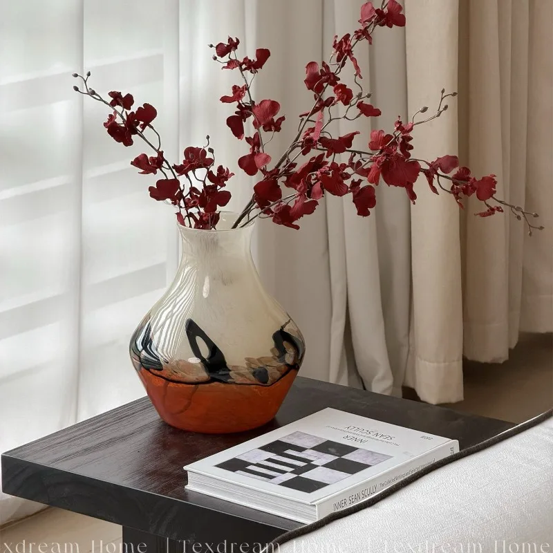 

Creative Art Glass Vase, Oriental Ink Wash Misty Spotted Design, Home Decor & Centerpiece for Living Room, Vintage Luxury Gift