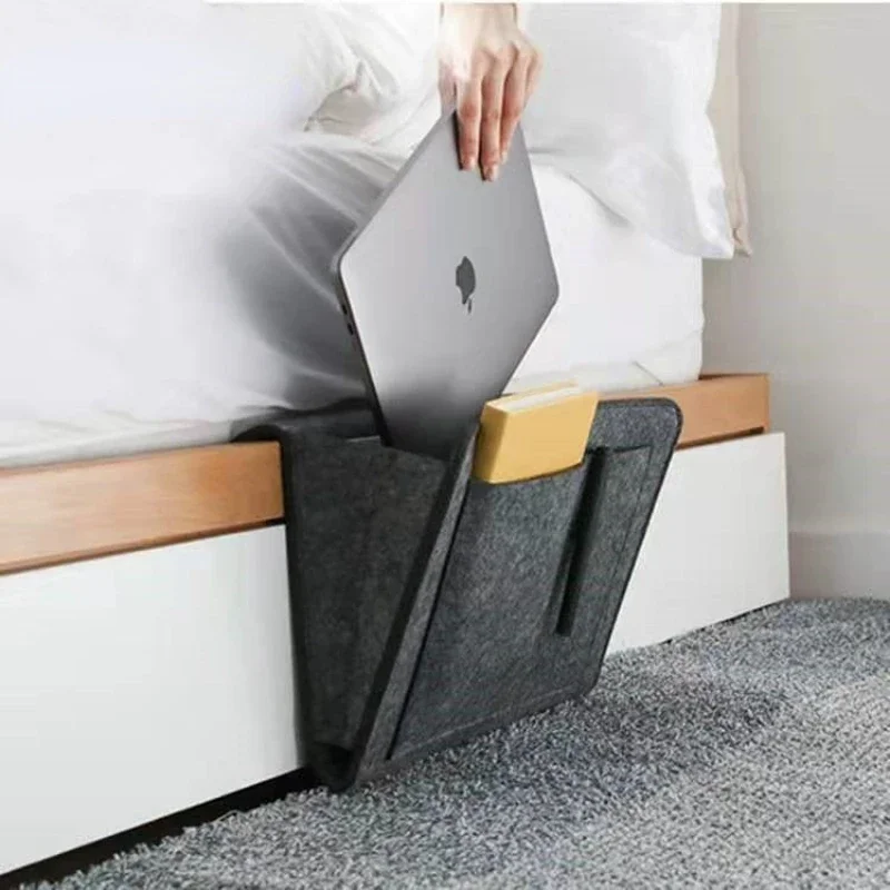 Storage Bag Felt Bed Sofa Side Pouch Remote Control Hanging Caddy Bedside Couch Storage Organizer Bed Holder Pockets New