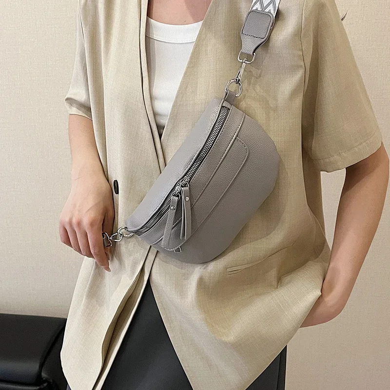 التطريز حزام الكتف حقيبة يد محفظة بو الجلود حزمة مراوح للنساء عادية مكافحة سرقة Crossbody حقيبة صدر للرجال أكياس حزام الموز