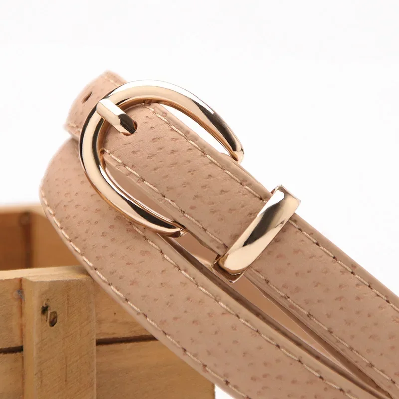 Fashionable Belts for Woman Beautiful Buckle 100cm Solid Color PU Thin Belts Woman Multi-purpose Versatile Belts