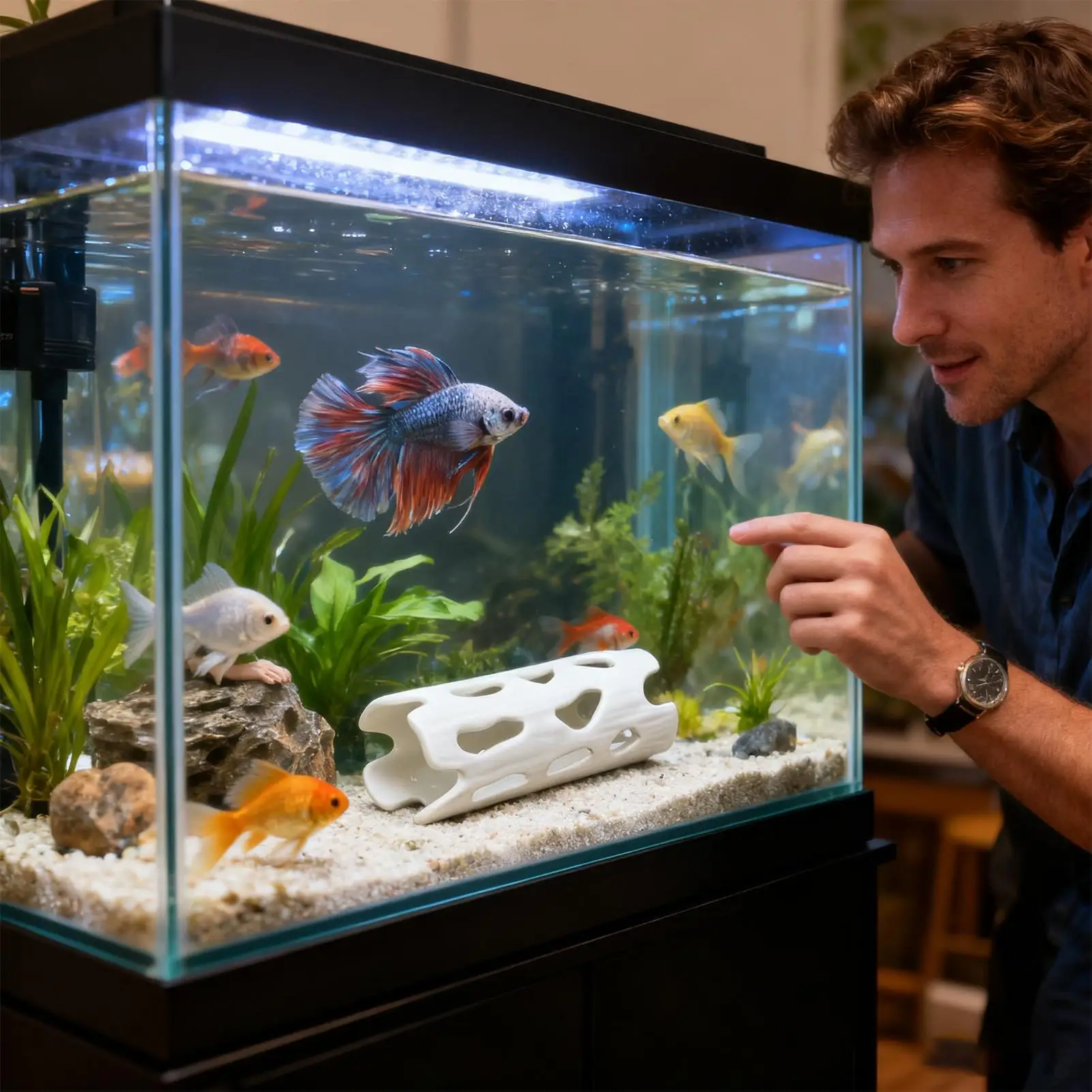 Cavernas de camarão decoração realista abrigo túnel camarão abrigo acessórios para peixe betta caranguejo eremita caracóis guppy