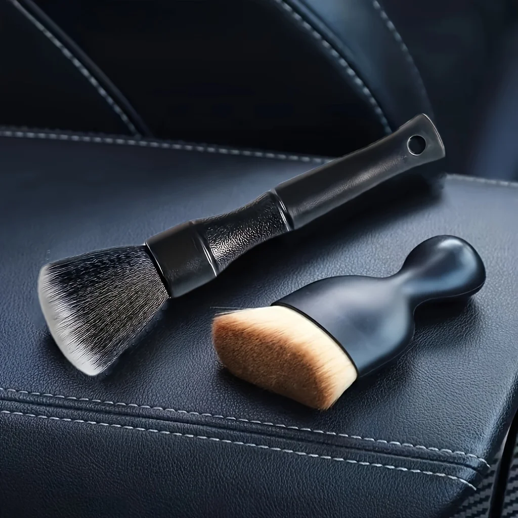 

Two Soft Cleaning Brushes Specifically Designed for Car Interiors, Featuring Sturdy Plastic Handles