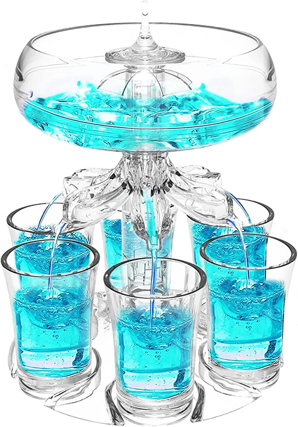 Party Drink Shot Dispenser with 6 Shot Glasses Set Acrylic Holder Drinking Game Tool Family Gathering Bar Wine Glass Set