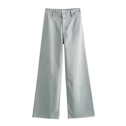 Imagen 2 del producto 2024 Zarb Primavera/Novedad de verano moda mujer estilo europeo y americano estilo azul marino barril recto pantalones vaqueros de cintura alta