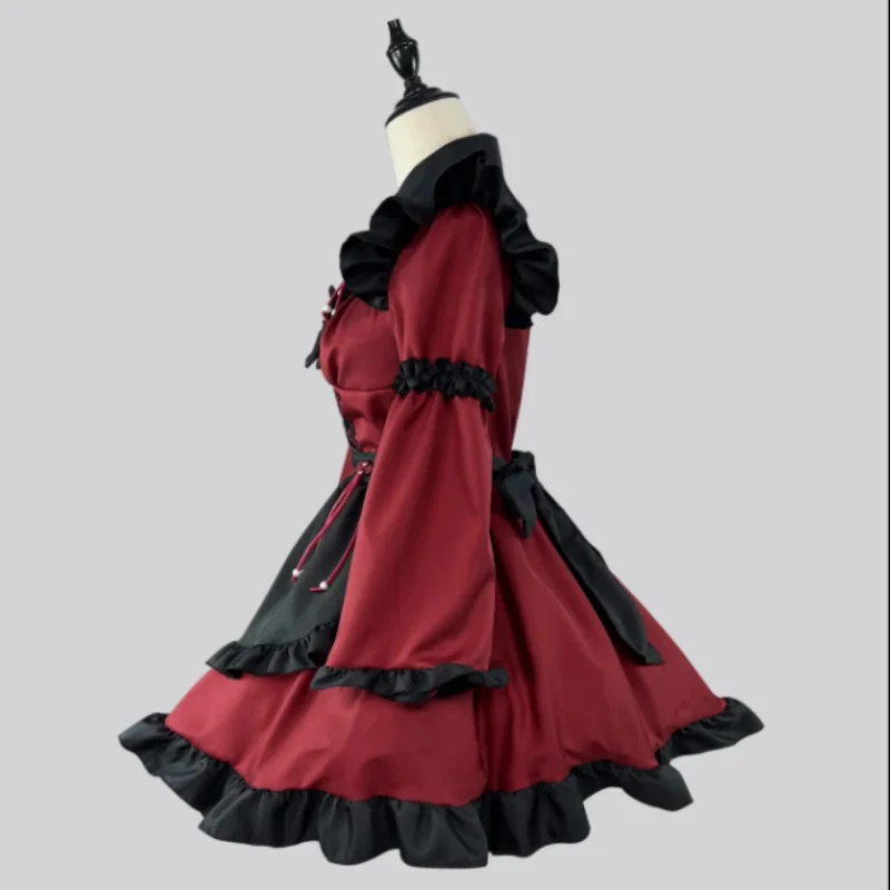 Original Style Gothic Lolita Maid Dress Anime Cosplay Costume Red Black Chinese Dress Sissy Cross dresser COS Party Princess