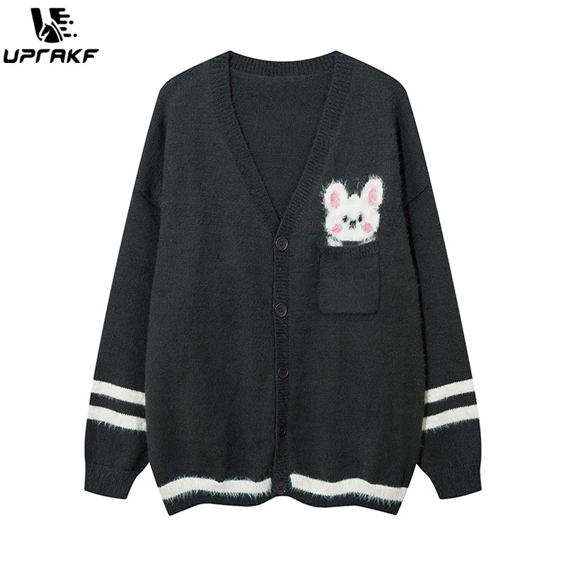 UPRAKF Cardigan Lovely Rabbit Graphic Cosy Fashion All-match Korean Style Trendy Warm Autumn Leisure Outwear Clothes