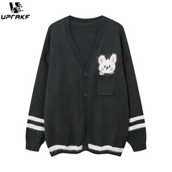 Uprakf-Cardigan charmant lapin graphique, vêtements d'extérieur de loisirs chauds, vêtements de style coréen, mode confortable, tout match, automne