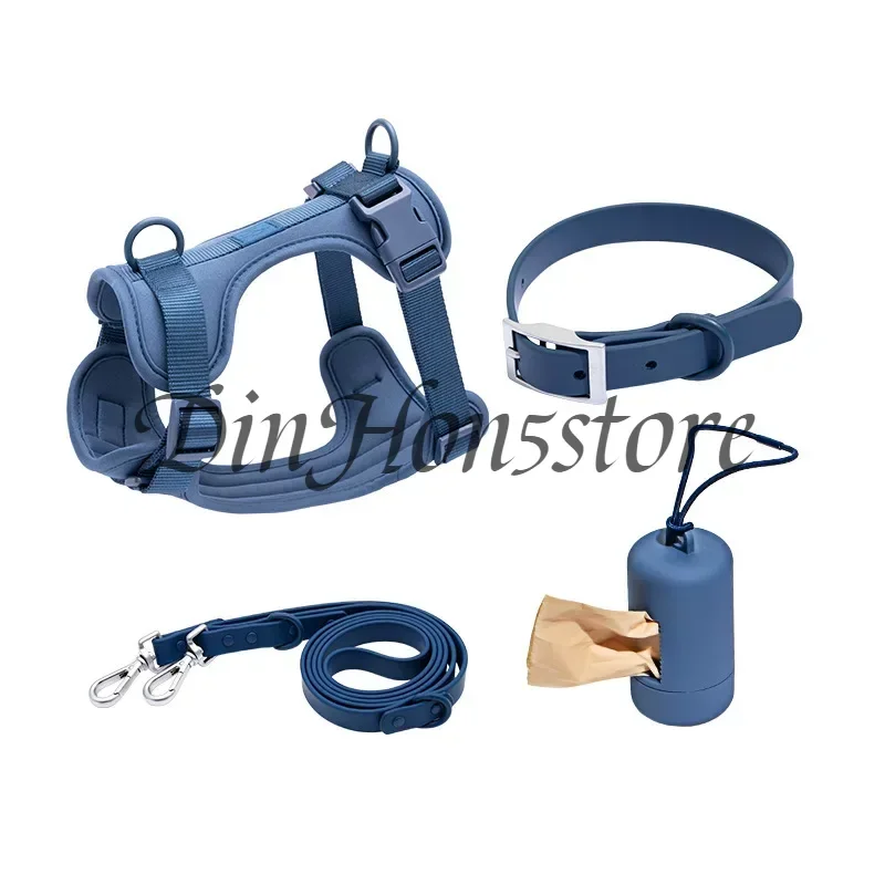 New Pet Chest Harness Set Waterproof Dog Strap Woven Tape Adhesive Tear Resistant Dog Collar Traction Rope PVC
