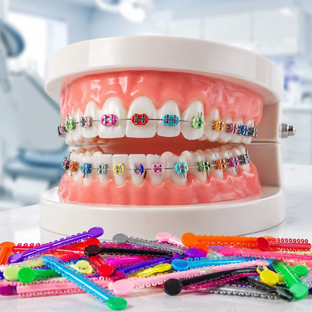 Multi-Color Orthodontic Elastic O-Rings, Multi-Color Dental Ligature Elastic Rubber Bands, Orthodontic Ligature Ring Set - O-Ring Dental Ligature Rings for Orthodontic Treatment and Braces, 48 Colors Available, 20 Pieces