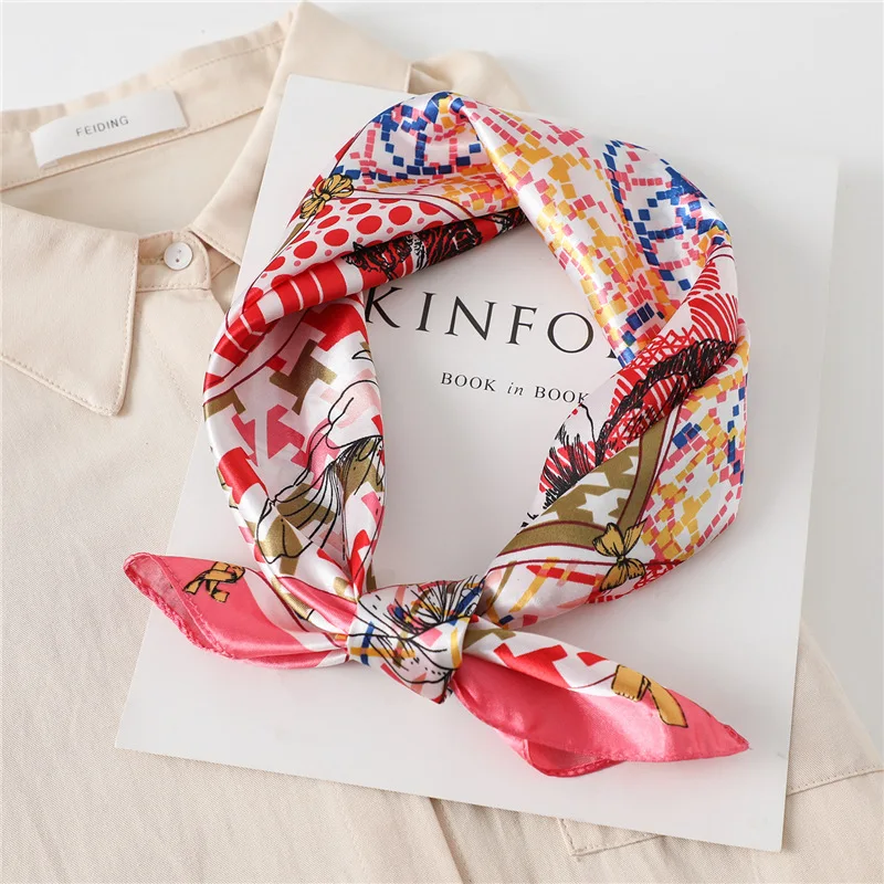 High quality Printed Silk Scarf Luxury Brand Women 60*60cm Square Scarves Spring Summer Fashion Hijab Bandana Headscarf Tie Bag