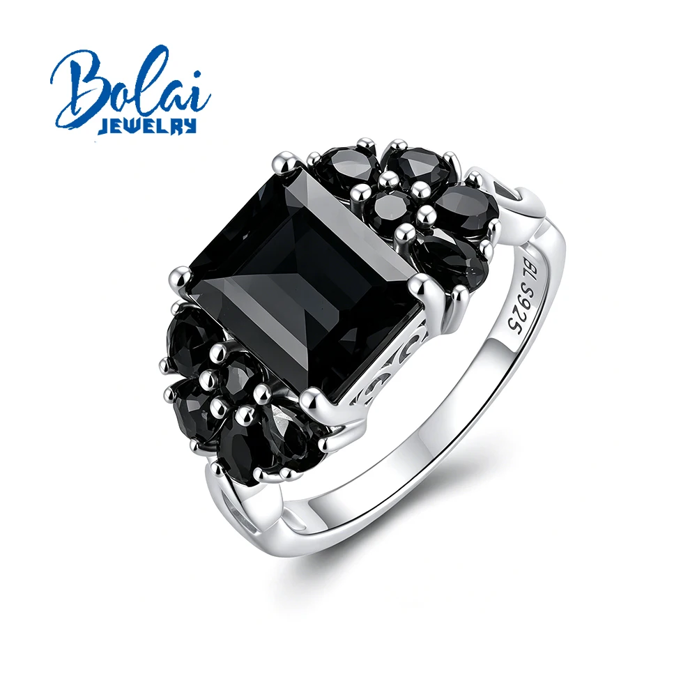 Natural Black spinel ring 925 sterling silver December Gemstone fine jewelry for women's proposal gifts