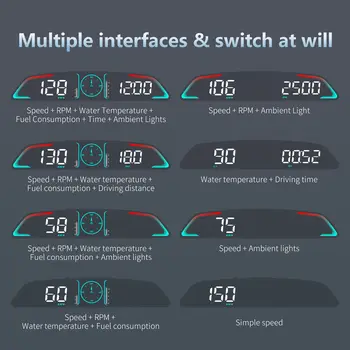 P10 Pro Head Up Display Araç İçi Bilgisayar Dijital OBD2 Kilometre Göstergesi OBD Sürüş Bilgisayarı Ekranı Hız Göstergesi Sıcaklık Göstergesi 10 best sales Obd devir - №4