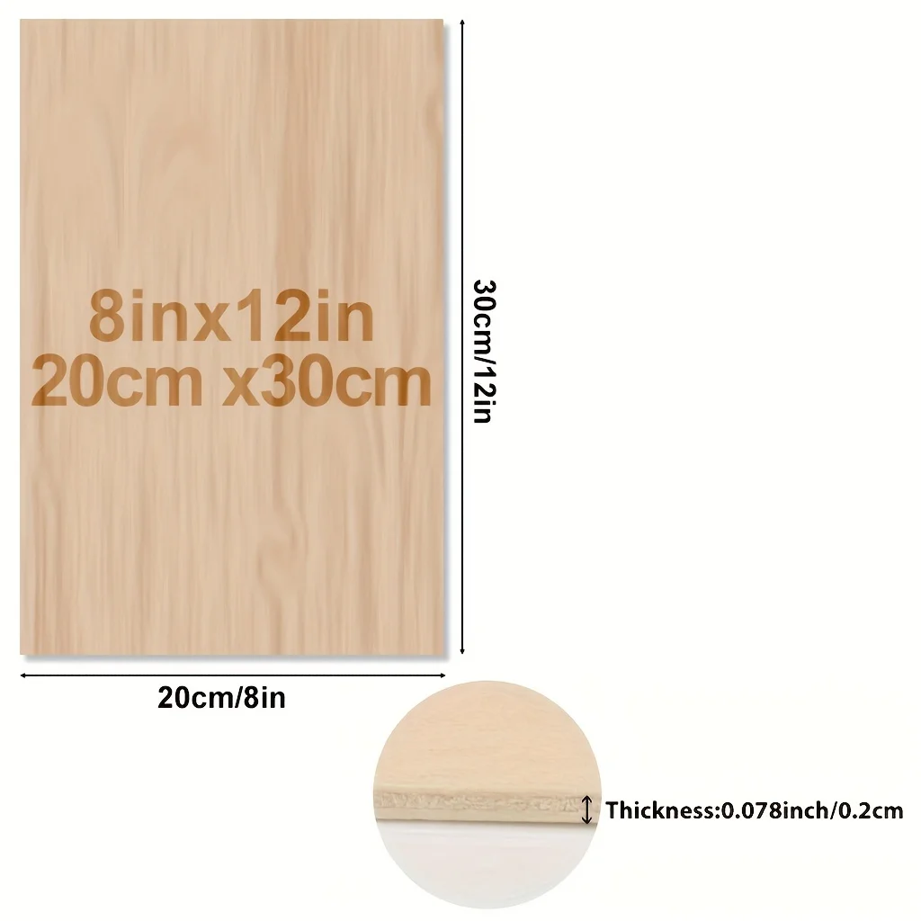 4/8/12/24/48 pieces of wood for crafts - 20*30 cm - 2 mm thick plywood with smooth surface - laser cut square panels