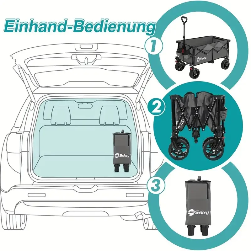 Sekey XXL Rollers Foldable With Expandable Tailgate 135L And 200L, Foldable Rollers Foldable Fishing Trolleys Can Be Folded 150