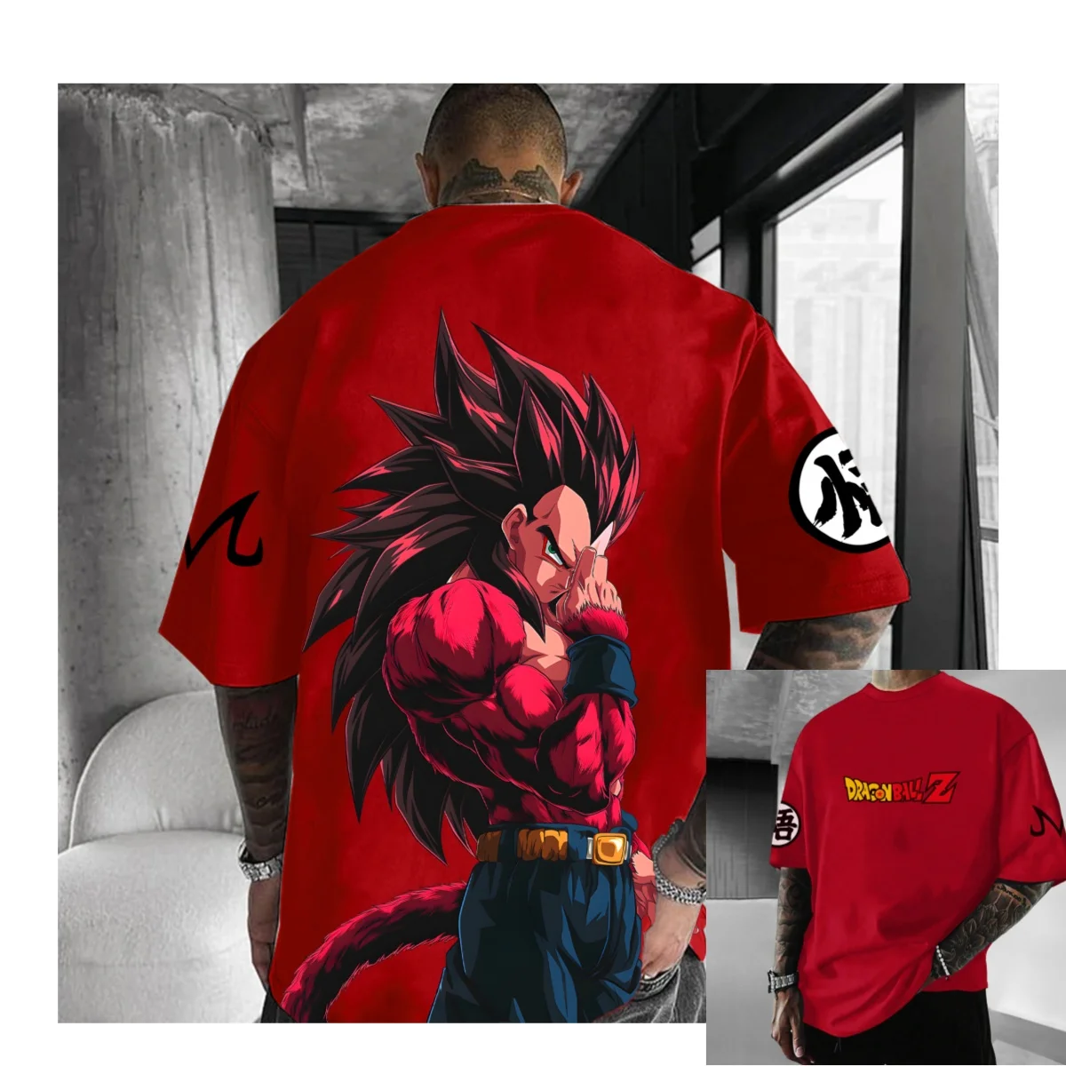 

Street Trend Y2K Anime Dragon Ball Super Saigod Wukong Fitness Training Casual T-Shirt Men's and Women's Luxury Kids Brand Top