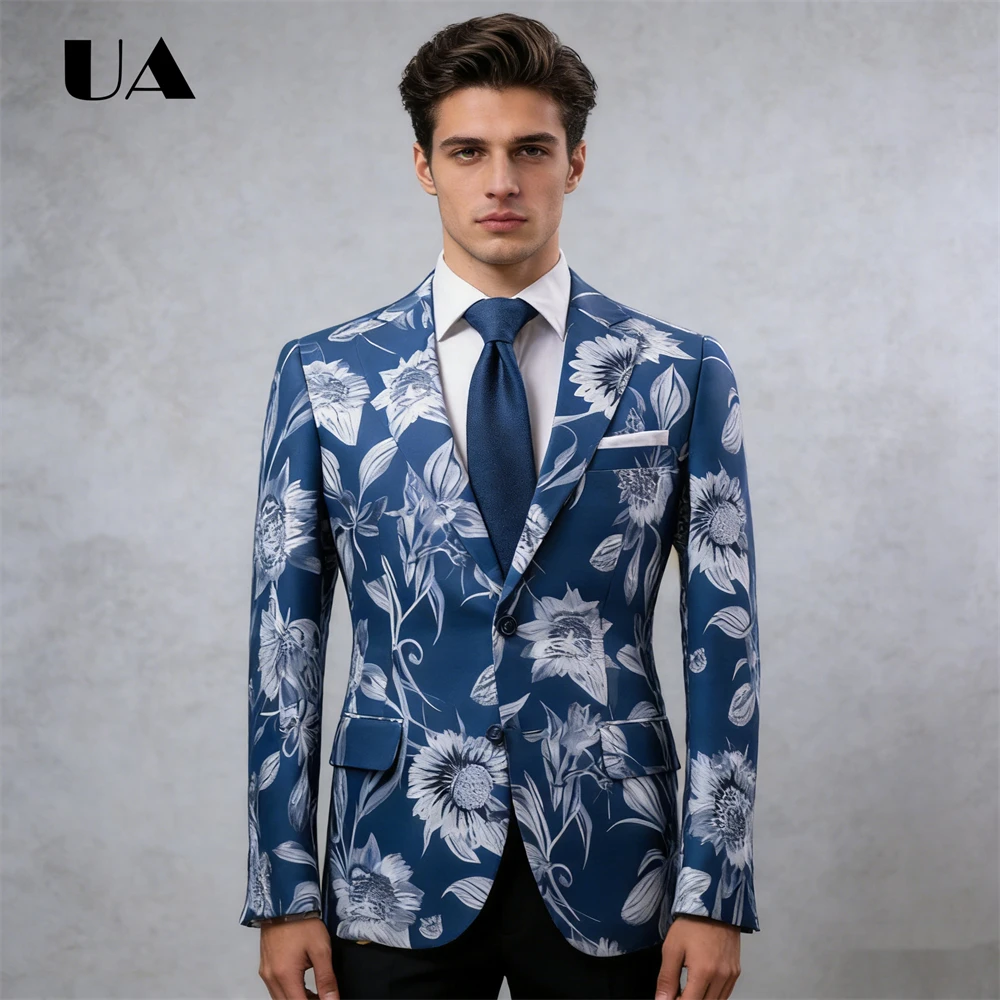 

ULBYANRY Elegant Men's Floral Suit Jacket, Single Breasted Party Anniversary Suit Blazer Prom Suit Attire Regular Fit Suits