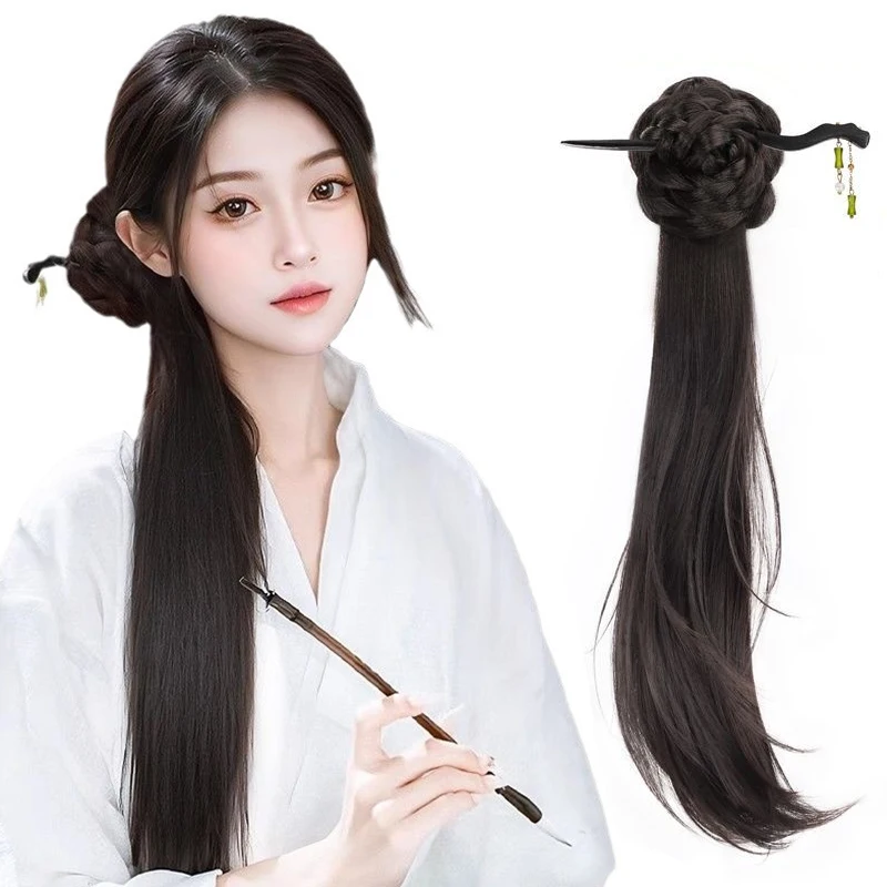 

Шпилька для наращивания волос, 18 дюймов, волнистый зажим для когтей, хвост, синтетические волосы, боковой хвост в китайском стиле с мини-зажимами для когтей