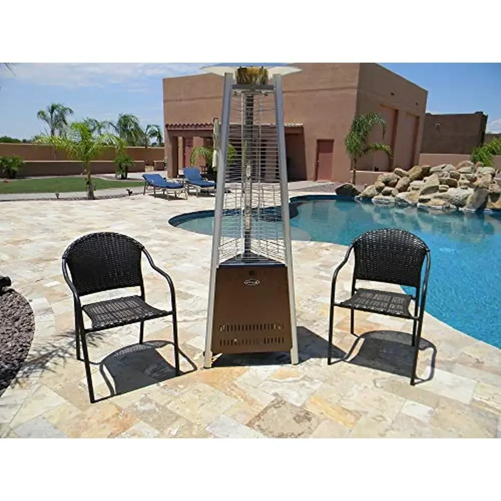 HLDS01-MGTHG Quartz Glass Tube Patio Heater w/Wheels 40,000 BTU Pyramid Hammered Bronze